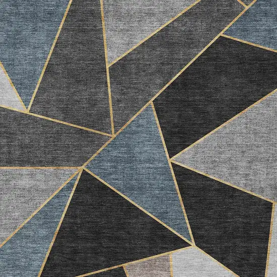 Blue Charcoal And Gray Geometric Washable Indoor Outdoor Area Rug Photo 5