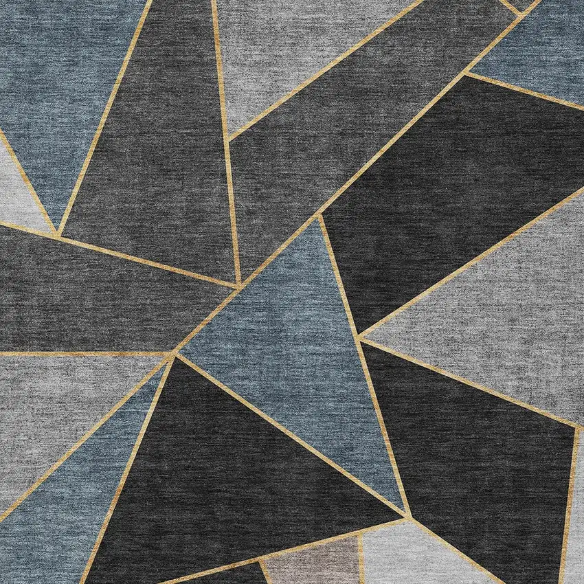 Blue Charcoal And Gray Geometric Washable Indoor Outdoor Area Rug Photo 5