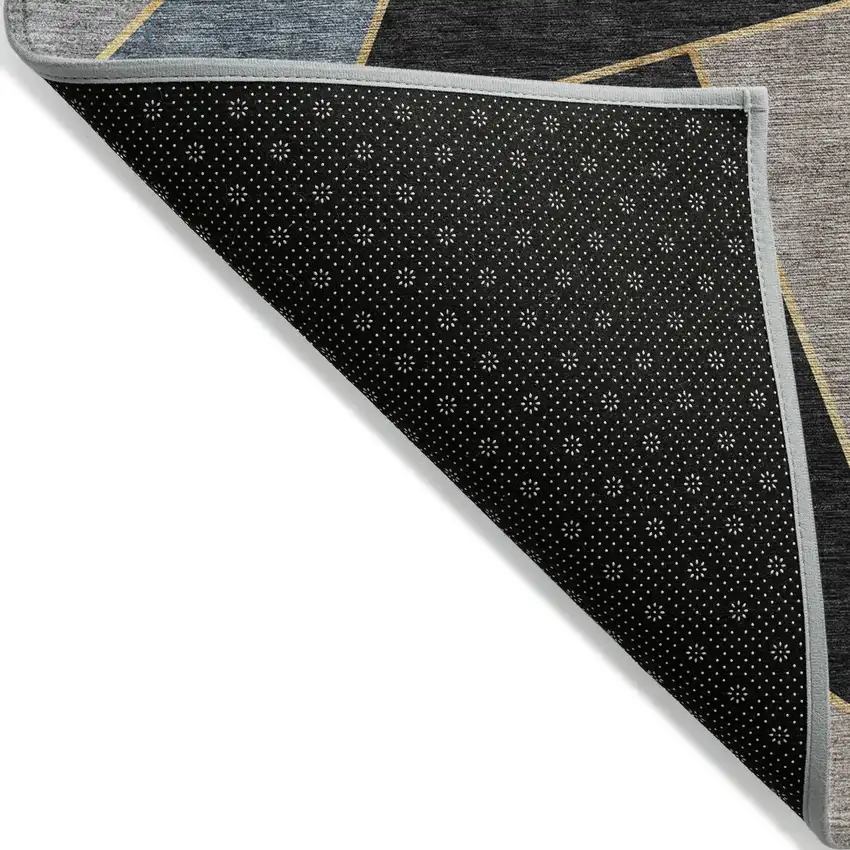 Blue Charcoal And Gray Geometric Washable Indoor Outdoor Area Rug Photo 3