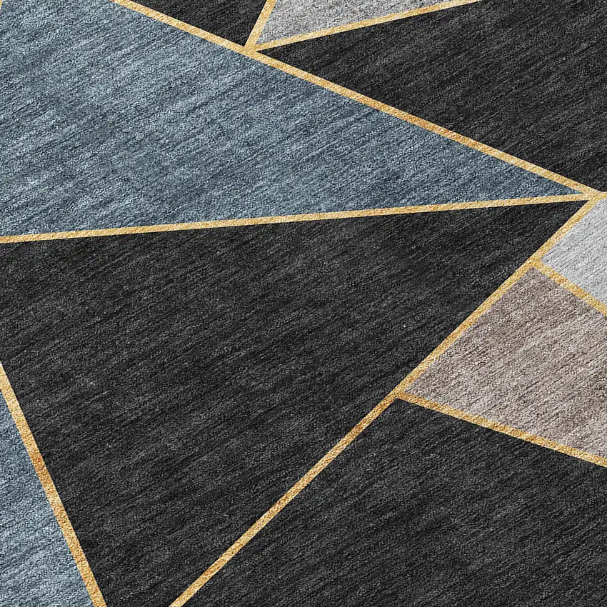 Blue Charcoal And Gray Geometric Washable Indoor Outdoor Area Rug Photo 6