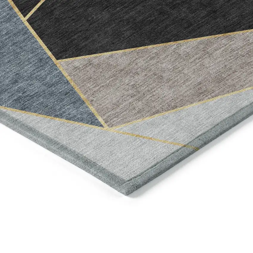 Blue Charcoal And Gray Geometric Washable Indoor Outdoor Area Rug Photo 2