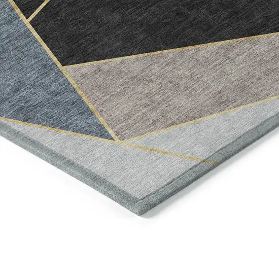 Blue Charcoal And Gray Geometric Washable Indoor Outdoor Area Rug Photo 2