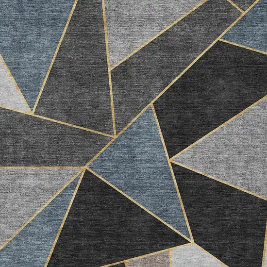 Blue Charcoal And Gray Geometric Washable Indoor Outdoor Area Rug Photo 5