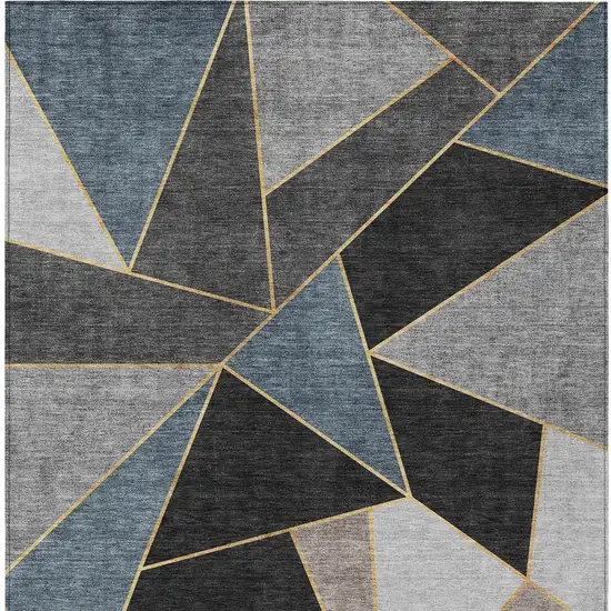 Blue Charcoal And Gray Geometric Washable Indoor Outdoor Area Rug Photo 6
