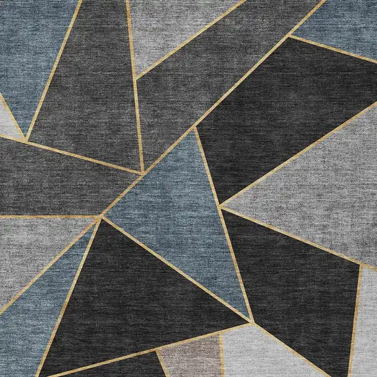 Blue Charcoal And Gray Geometric Washable Indoor Outdoor Area Rug Photo 5