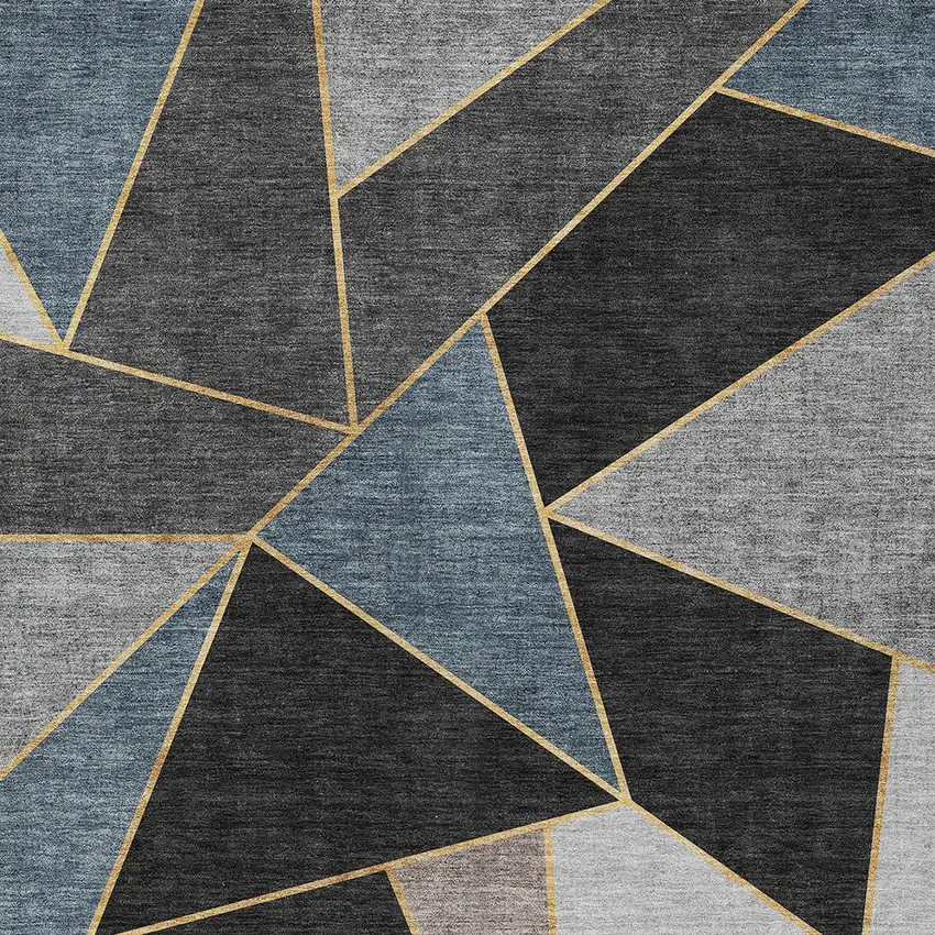 Blue Charcoal And Gray Geometric Washable Indoor Outdoor Area Rug Photo 5