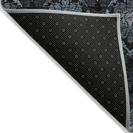 Blue Charcoal And Gray Medallion Washable Indoor Outdoor Area Rug Photo 4