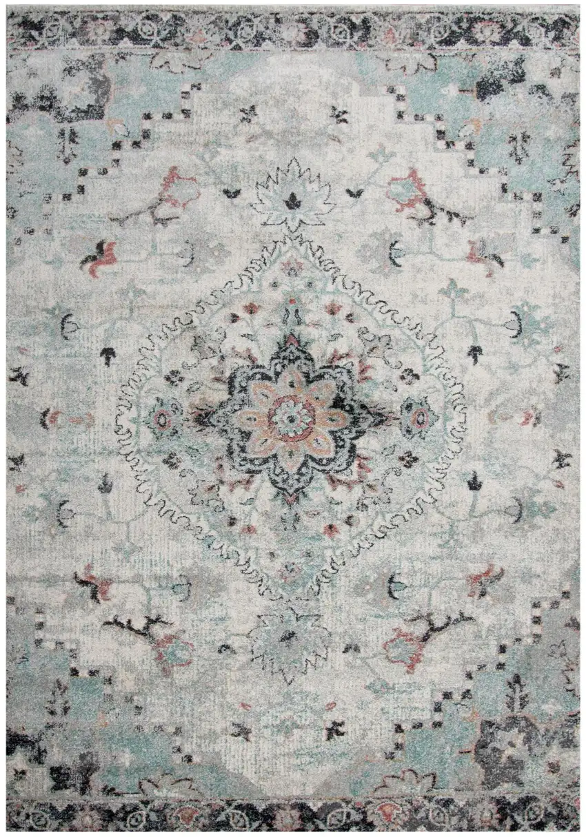 Blue Charcoal And Ivory Abstract Area Rug Photo 2