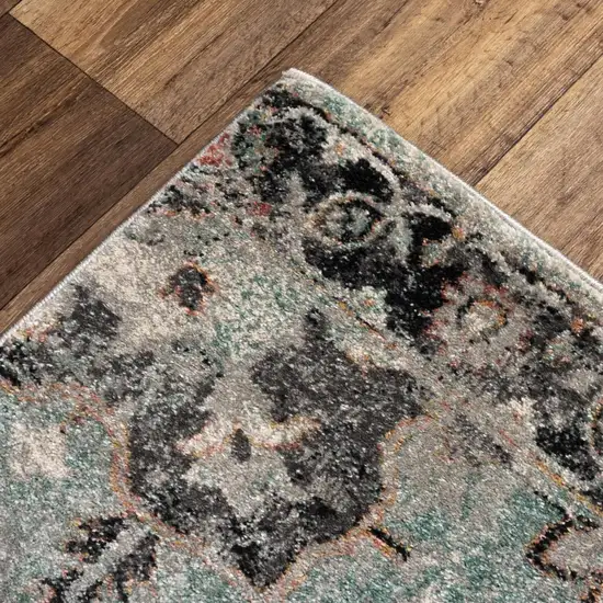 Blue Charcoal And Ivory Abstract Area Rug Photo 5