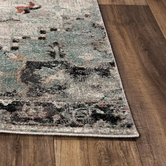 Blue Charcoal And Ivory Abstract Area Rug Photo 3