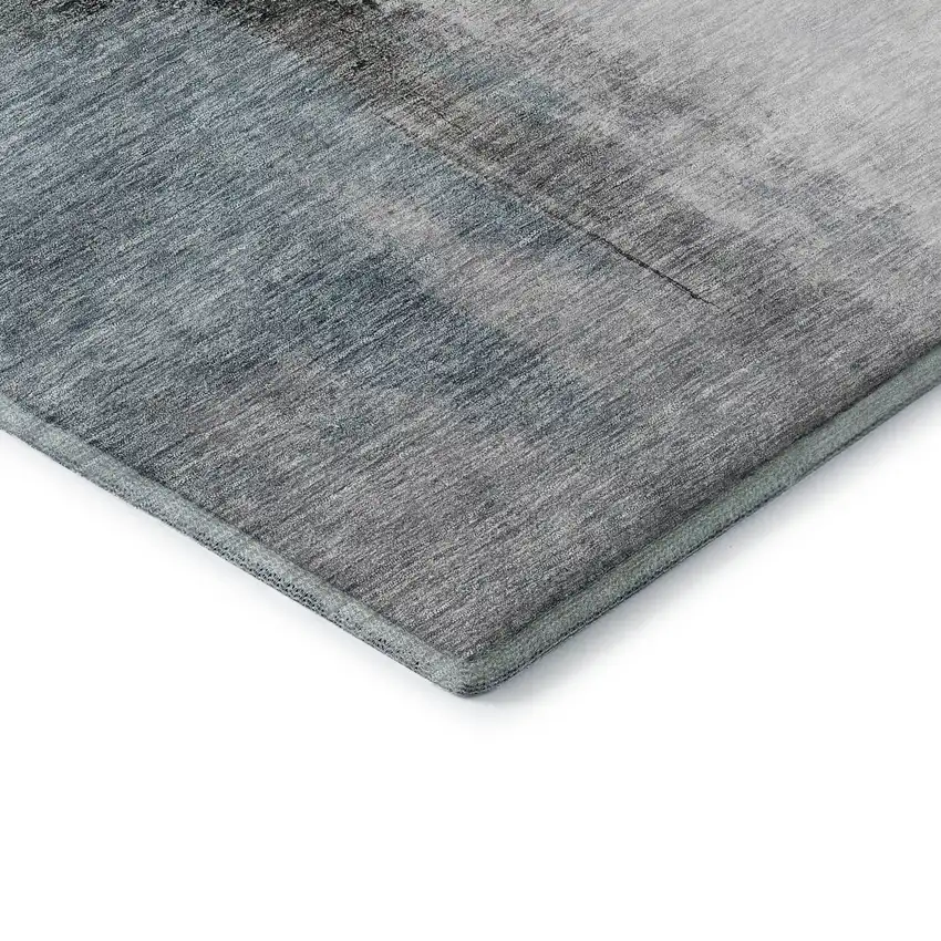 Blue Charcoal And Ivory Abstract Washable Area Rug With UV Protection Photo 7