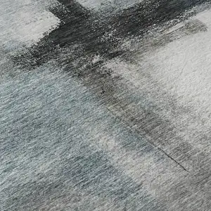 Photo of Blue Charcoal And Ivory Abstract Washable Area Rug With UV Protection