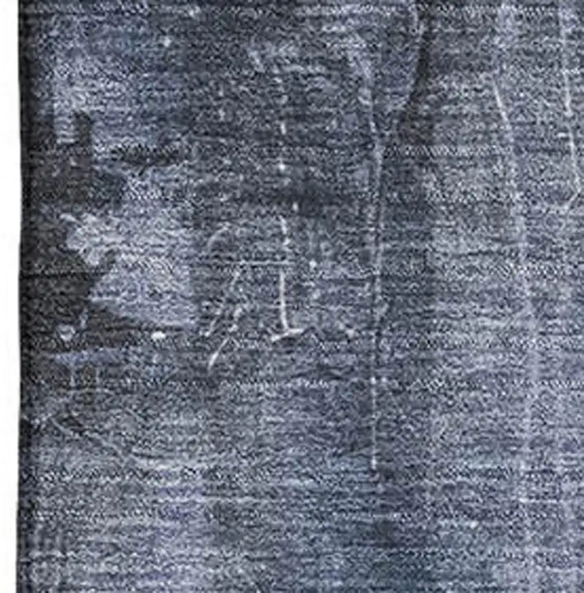 Blue Charcoal And Ivory Abstract Washable Area Rug With UV Protection Photo 2