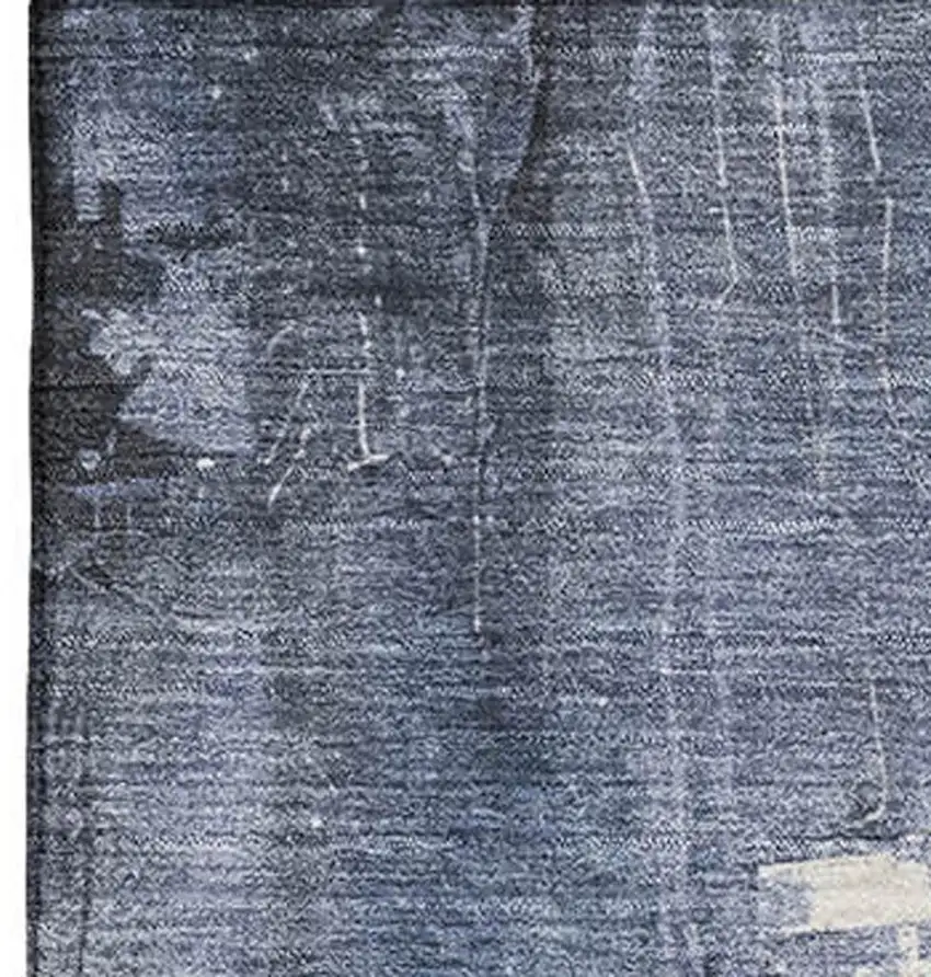 Blue Charcoal And Ivory Abstract Washable Area Rug With UV Protection Photo 2