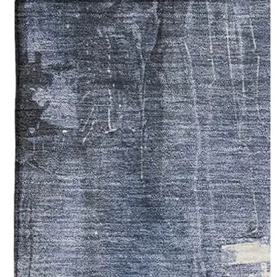 Blue Charcoal And Ivory Abstract Washable Area Rug With UV Protection Photo 2
