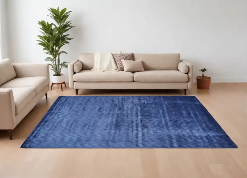 Blue Chevron Hand Woven Area Rug Photo 2