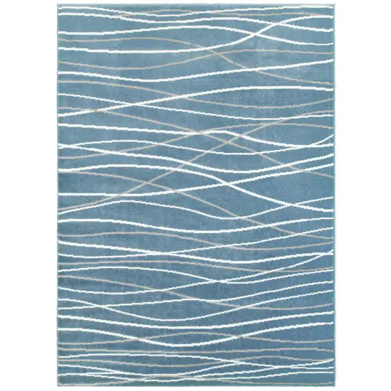 Blue Contemporary Waves Area Rug Photo 1