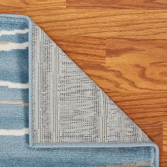 Blue Contemporary Waves Area Rug Photo 7