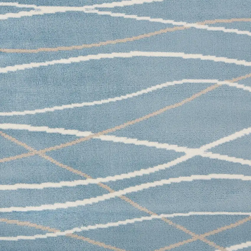Blue Contemporary Waves Area Rug Photo 2