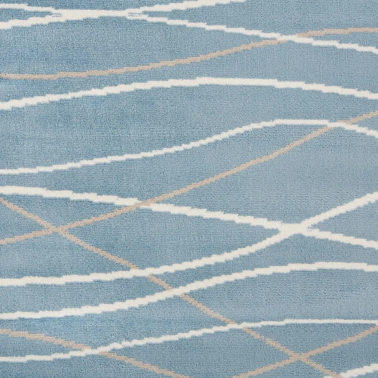 Blue Contemporary Waves Area Rug Photo 2