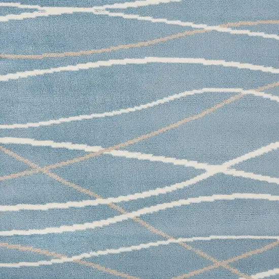 Blue Contemporary Waves Area Rug Photo 2