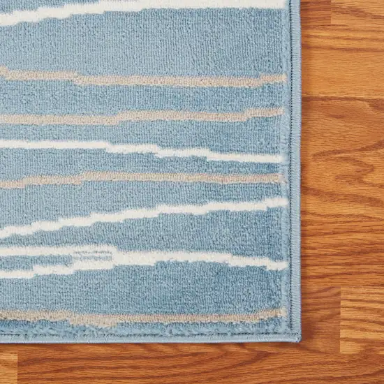 Blue Contemporary Waves Area Rug Photo 4