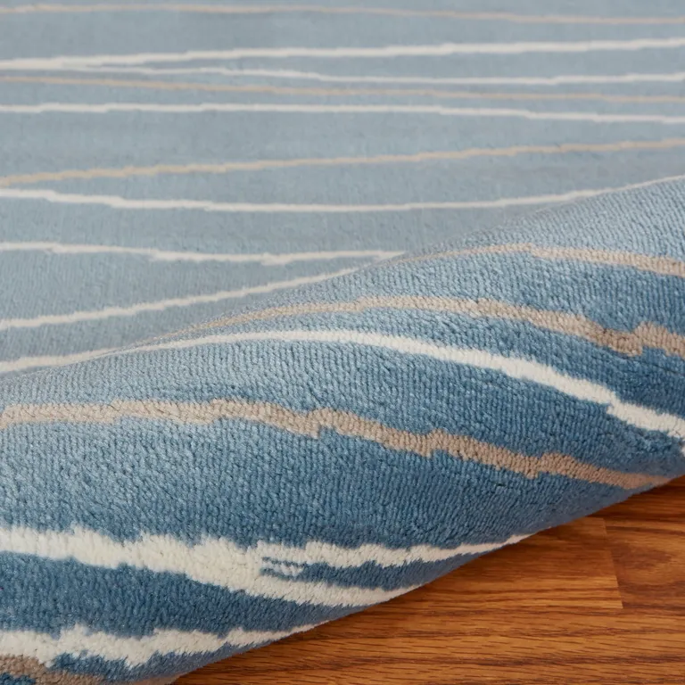 Blue Contemporary Waves Area Rug Photo 3