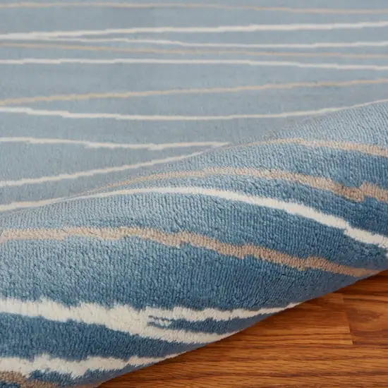 Blue Contemporary Waves Area Rug Photo 3
