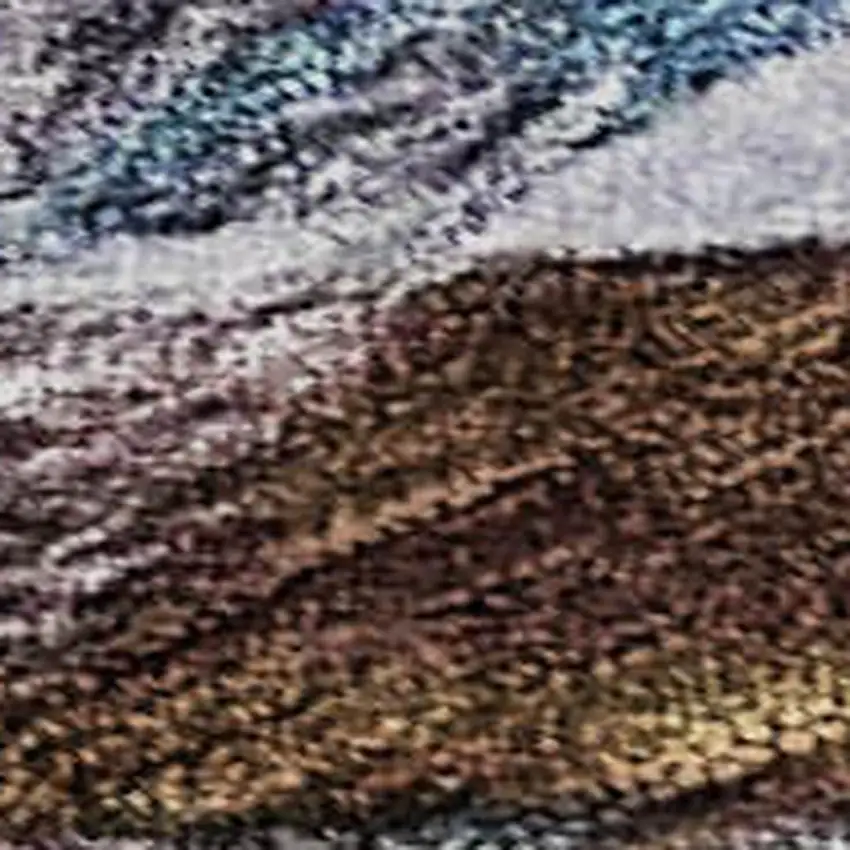 Blue Copper And Beige Abstract Washable Area Rug With UV Protection Photo 2