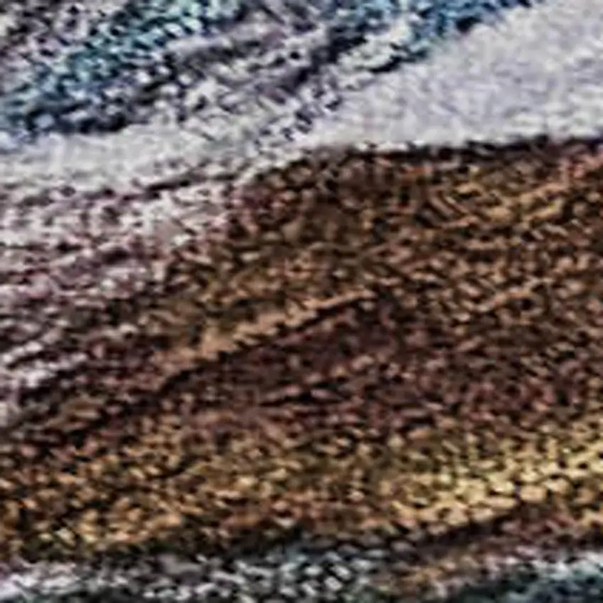 Blue Copper And Beige Abstract Washable Area Rug With UV Protection Photo 2