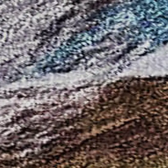 Blue Copper And Beige Abstract Washable Area Rug With UV Protection Photo 3