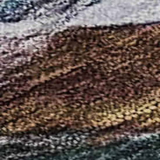 Blue Copper And Beige Abstract Washable Area Rug With UV Protection Photo 2