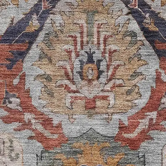 Blue Copper And Beige Ikat Washable Area Rug With UV Protection Photo 3