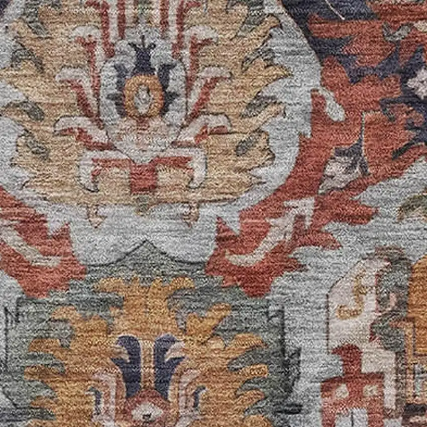 Blue Copper And Beige Ikat Washable Area Rug With UV Protection Photo 3