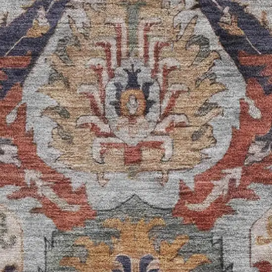 Blue Copper And Beige Ikat Washable Area Rug With UV Protection Photo 3