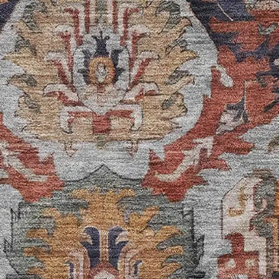 Blue Copper And Beige Ikat Washable Area Rug With UV Protection Photo 3