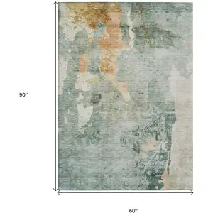Photo of Blue Copper And Gray Abstract Washable Indoor Outdoor Area Rug