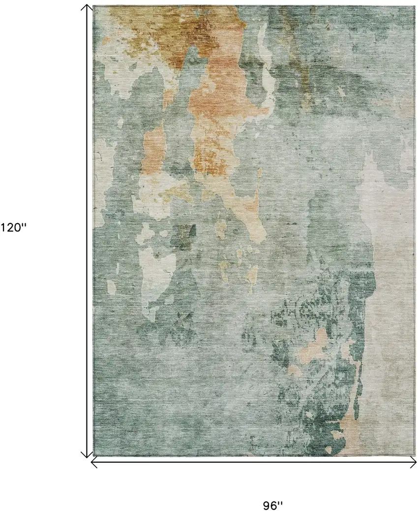 Blue Copper And Gray Abstract Washable Indoor Outdoor Area Rug Photo 3