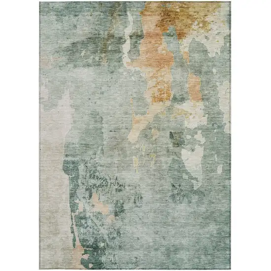 Blue Copper And Gray Abstract Washable Indoor Outdoor Area Rug Photo 7