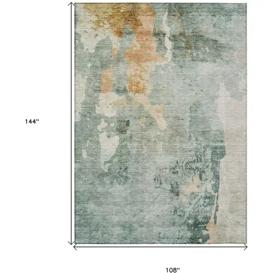 Blue Copper And Gray Abstract Washable Indoor Outdoor Area Rug Photo 3