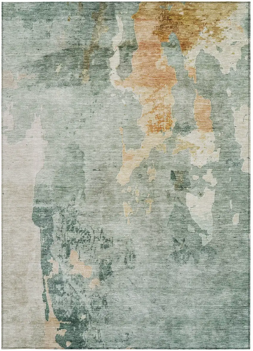 Blue Copper And Gray Abstract Washable Indoor Outdoor Area Rug Photo 7