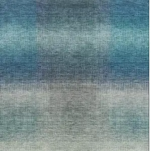 Photo of Blue Copper And Gray Striped Washable Area Rug With UV Protection