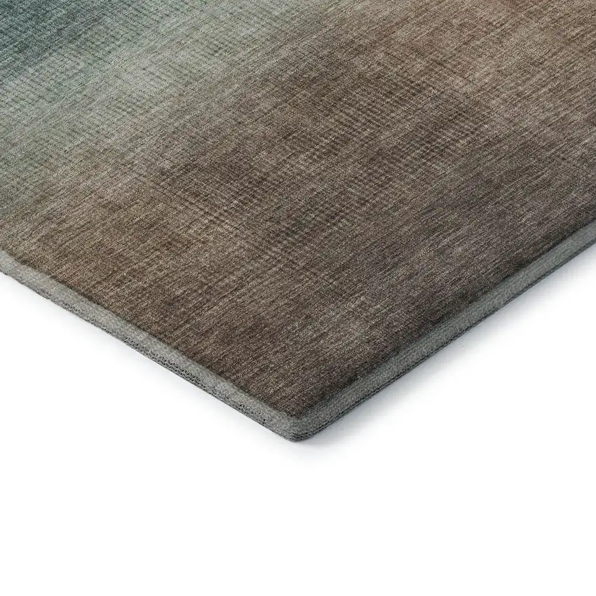 Blue Copper And Gray Striped Washable Area Rug With UV Protection Photo 7