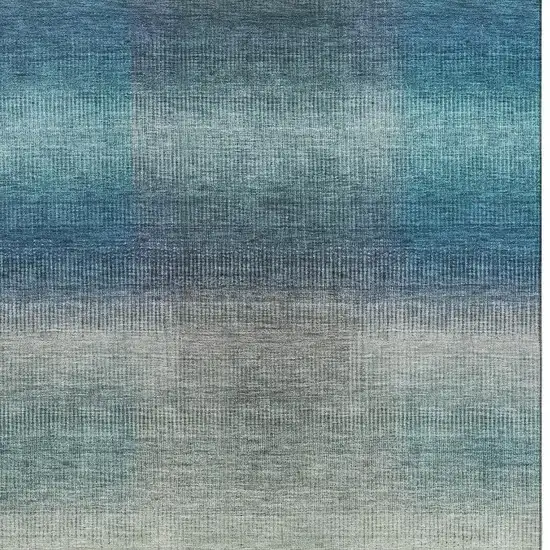 Blue Copper And Gray Striped Washable Area Rug With UV Protection Photo 2