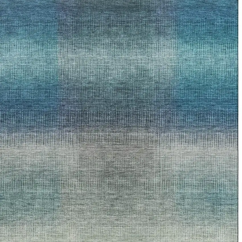 Blue Copper And Gray Striped Washable Area Rug With UV Protection Photo 2