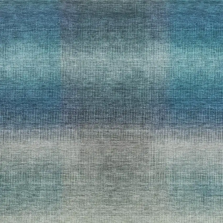 Blue Copper And Gray Striped Washable Area Rug With UV Protection Photo 2