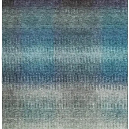 Blue Copper And Gray Striped Washable Area Rug With UV Protection Photo 3