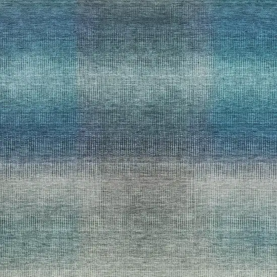 Blue Copper And Gray Striped Washable Area Rug With UV Protection Photo 2