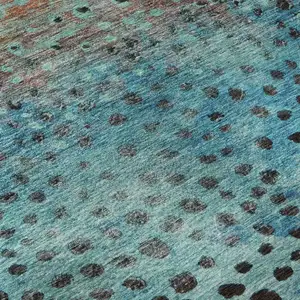 Photo of Blue Copper And Ivory Polka Dot Washable Area Rug With UV Protection