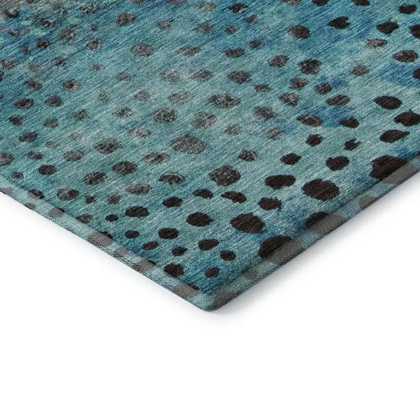 Blue Copper And Ivory Polka Dot Washable Area Rug With UV Protection Photo 8